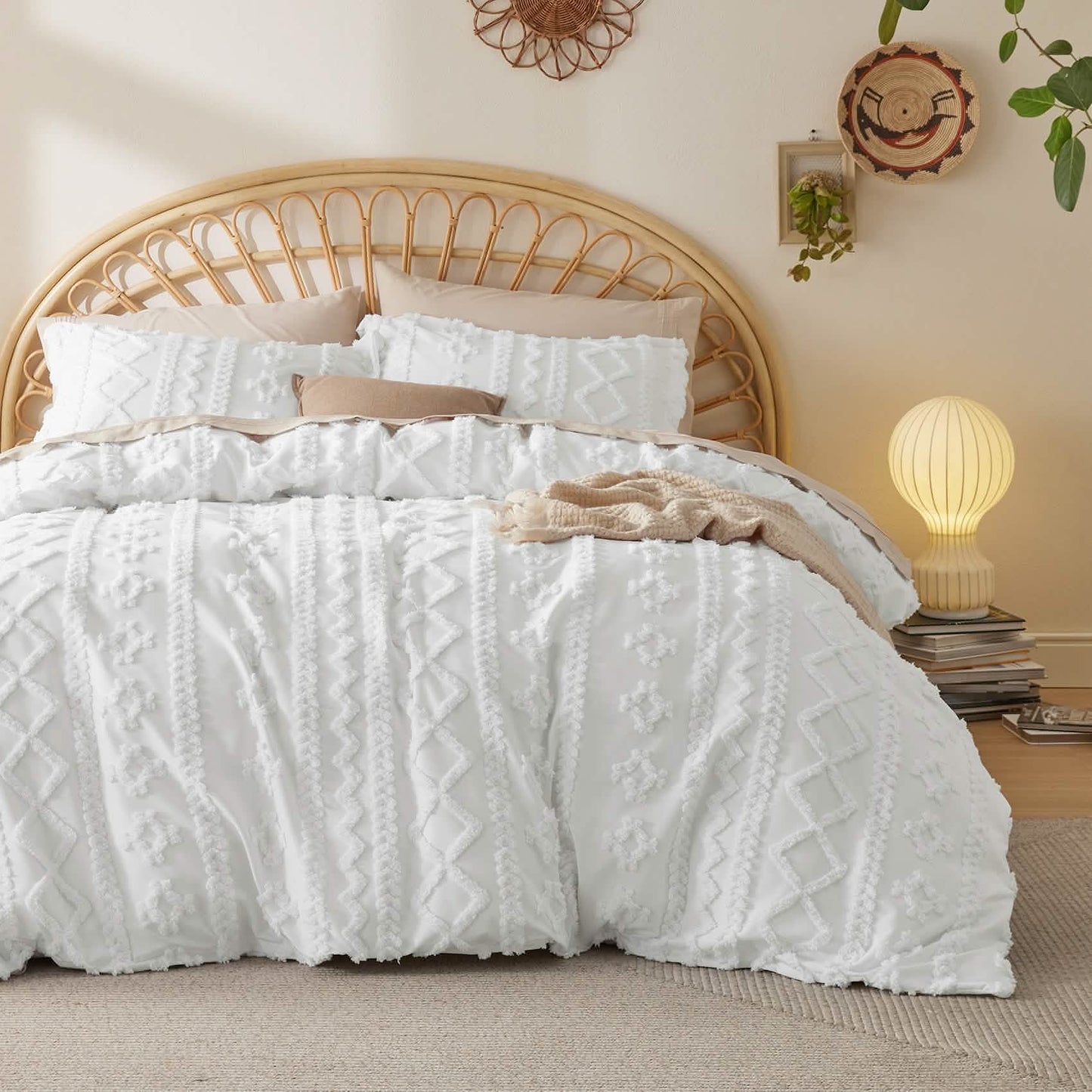 GentleSoft® Boho Tufted Embroidery Duvet Cover Set
