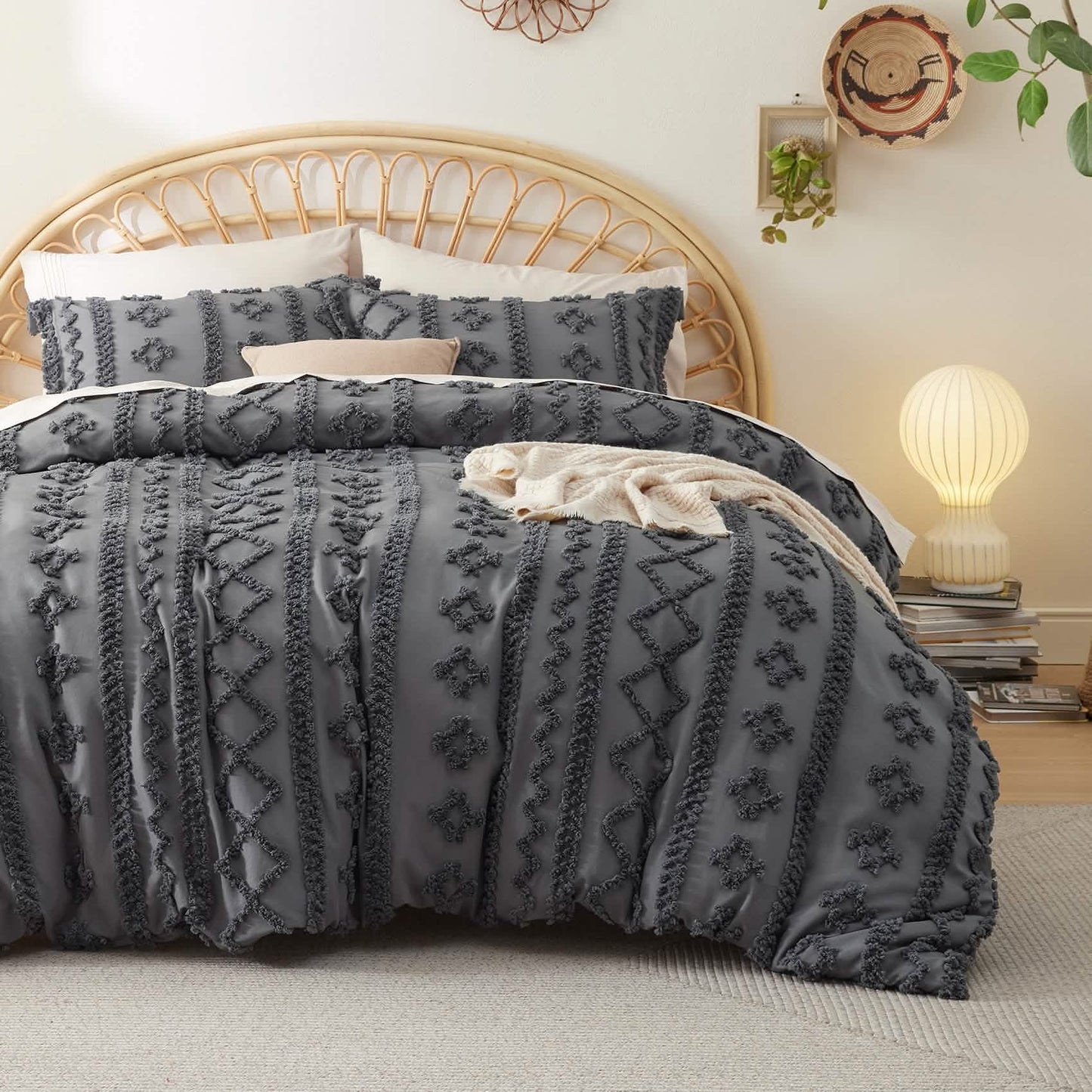 GentleSoft® Boho Tufted Embroidery Duvet Cover Set