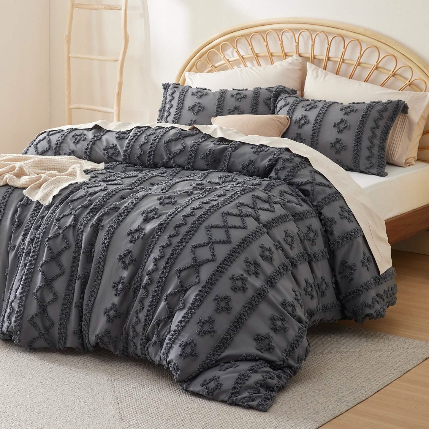 GentleSoft® Boho Tufted Embroidery Duvet Cover Set