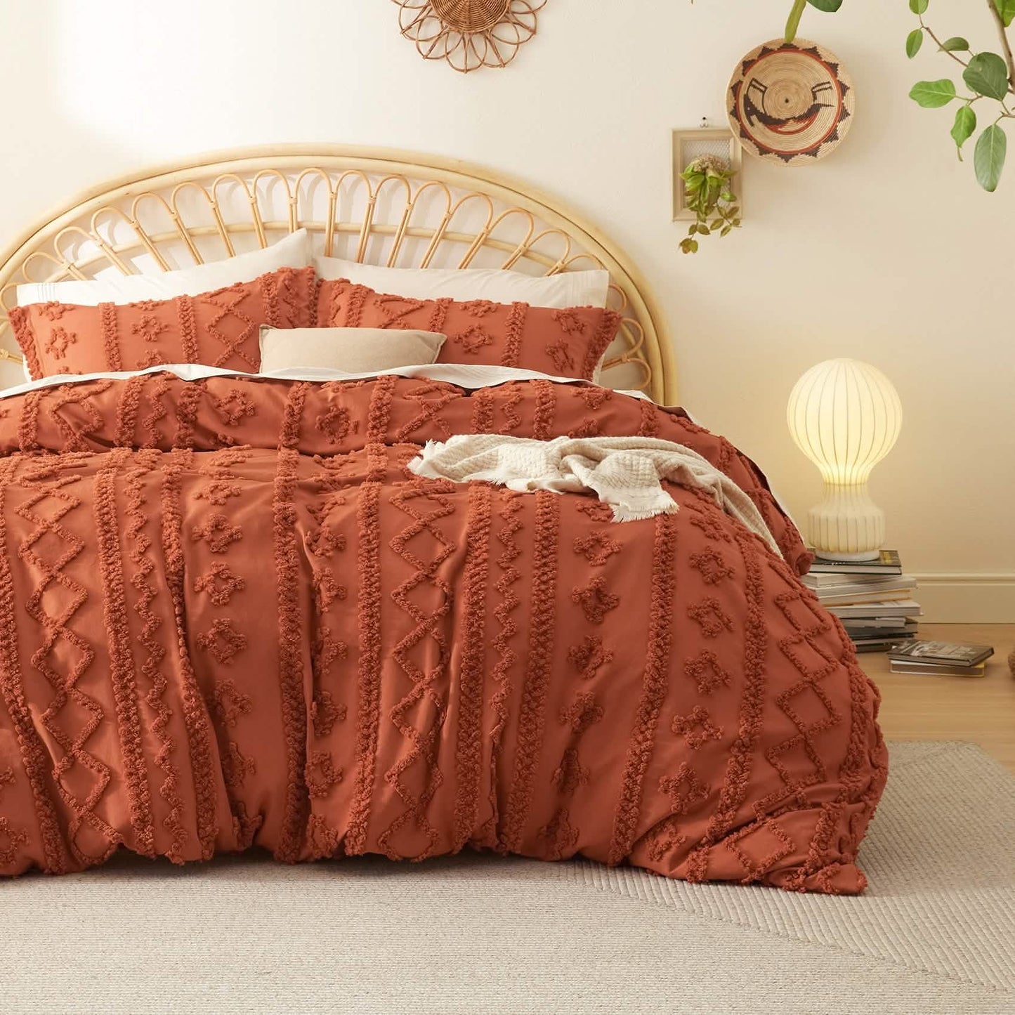 GentleSoft® Boho Tufted Embroidery Duvet Cover Set