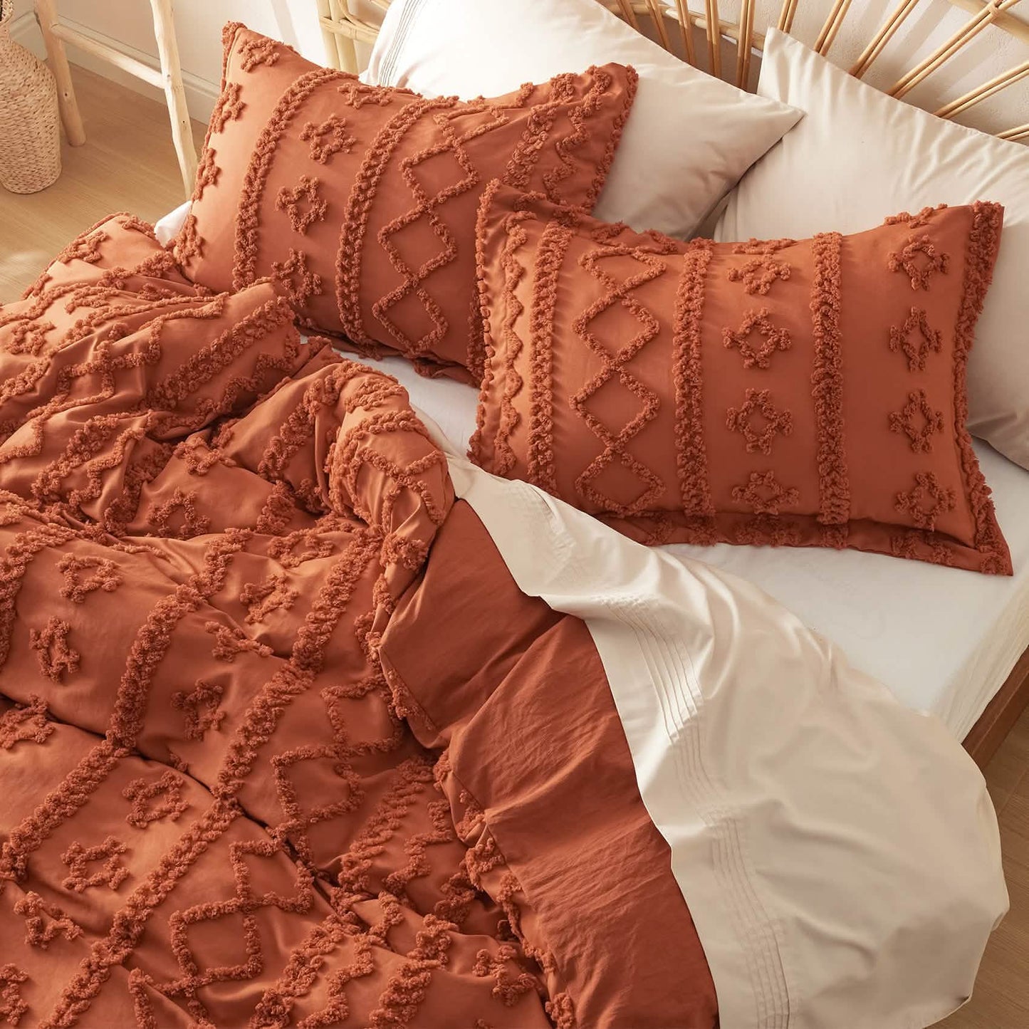 GentleSoft® Boho Tufted Embroidery Duvet Cover Set