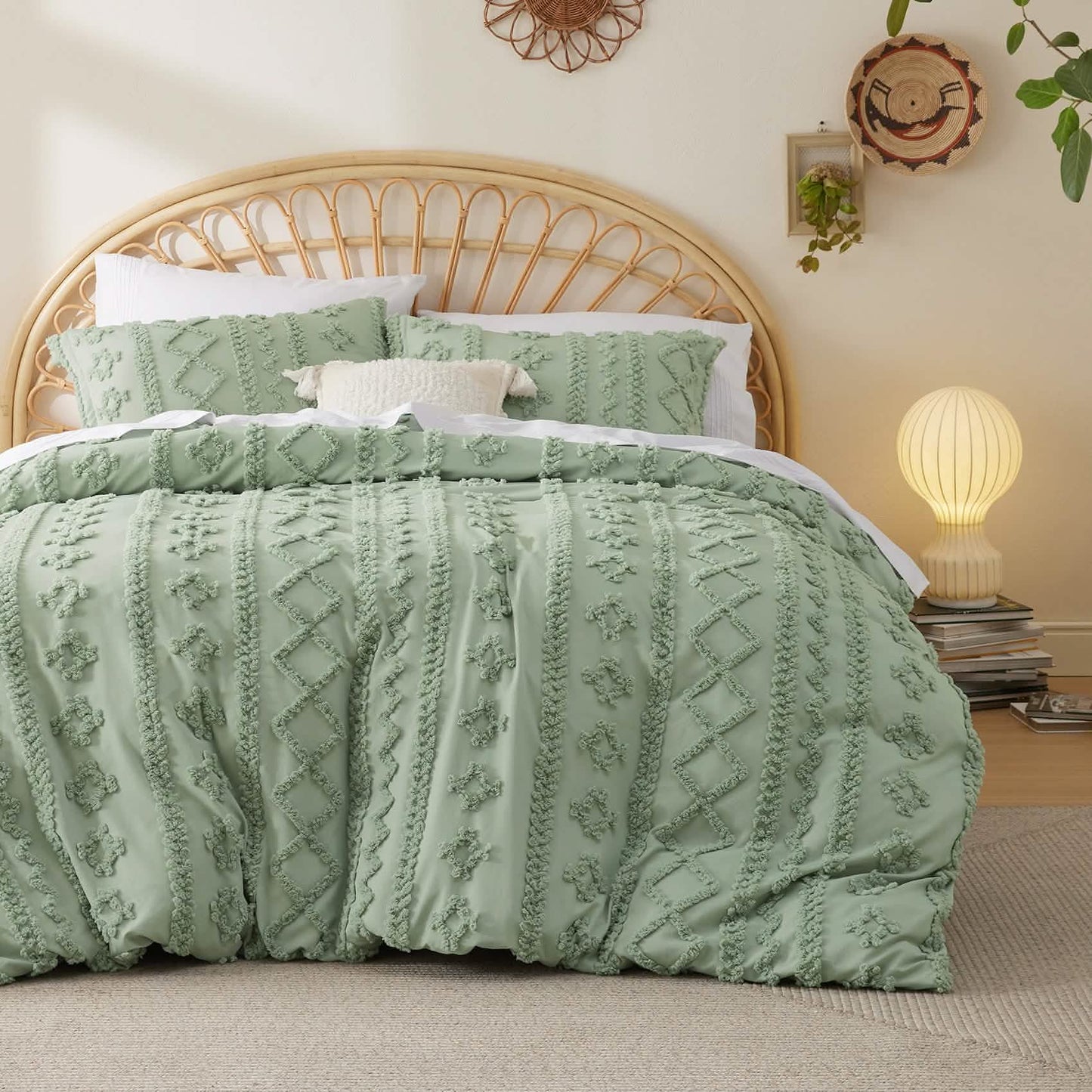 GentleSoft® Boho Tufted Embroidery Duvet Cover Set