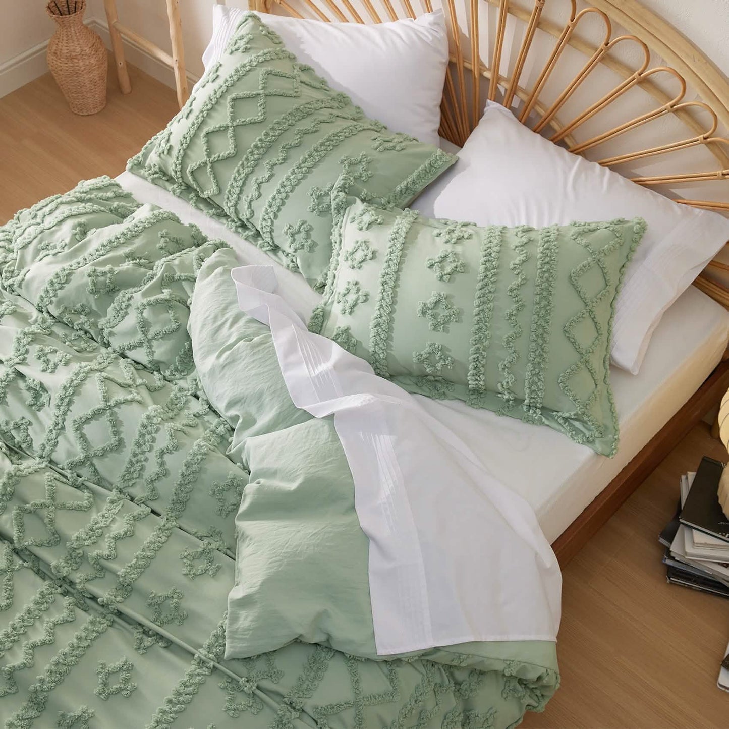 GentleSoft® Boho Tufted Embroidery Duvet Cover Set