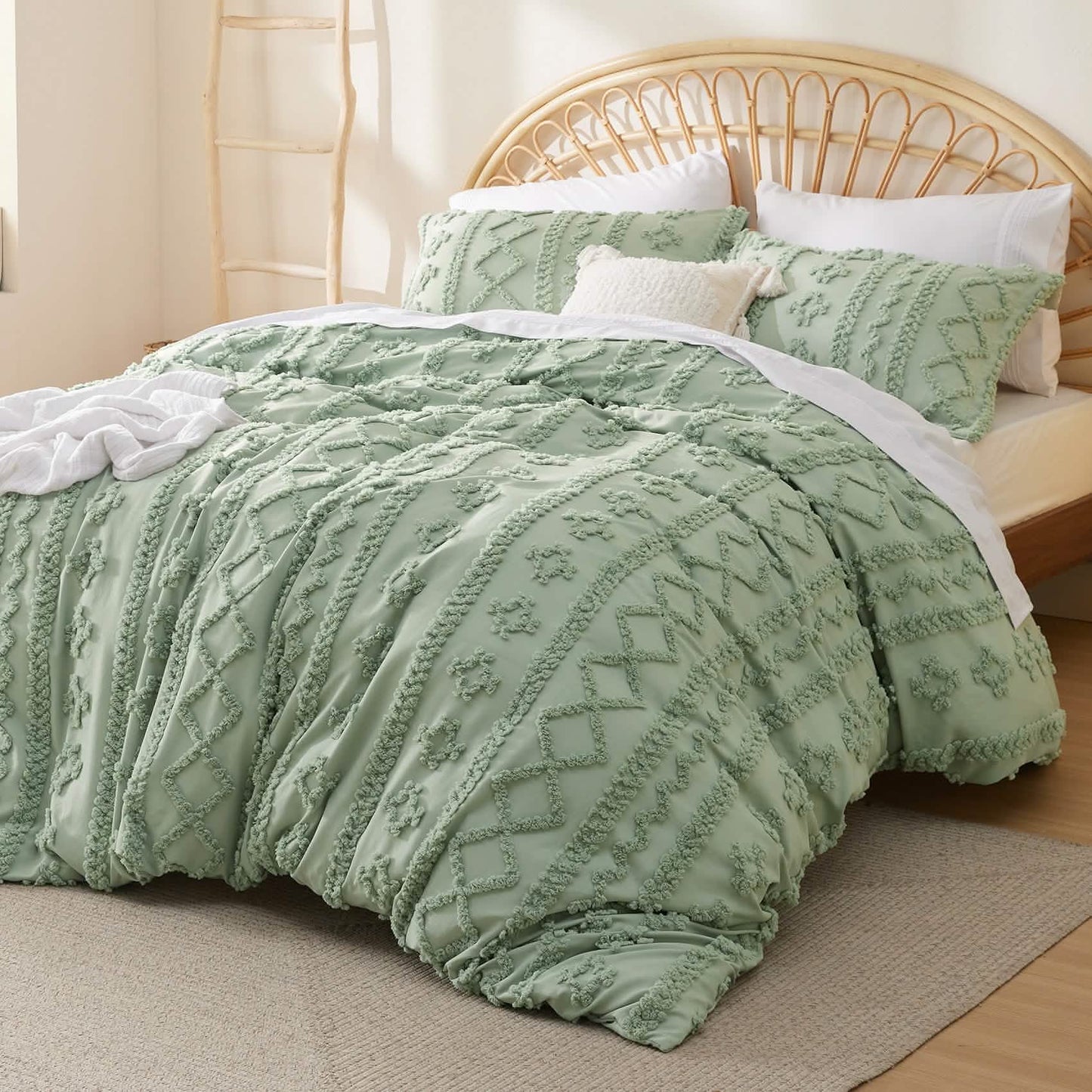 GentleSoft® Boho Tufted Embroidery Duvet Cover Set