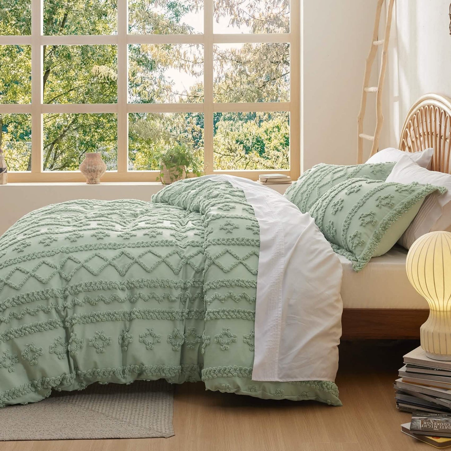 GentleSoft® Boho Tufted Embroidery Duvet Cover Set