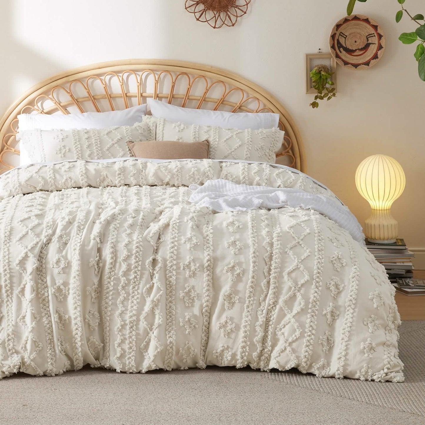 GentleSoft® Boho Tufted Embroidery Duvet Cover Set