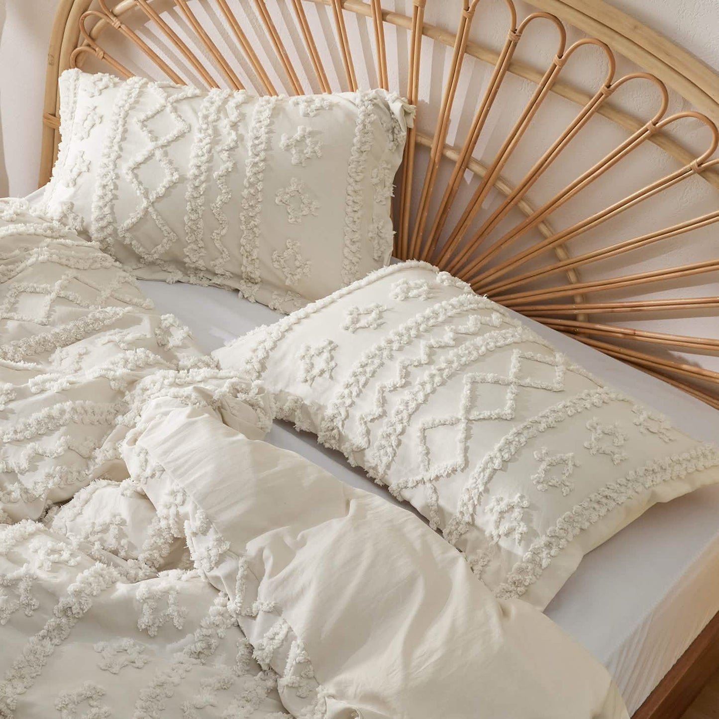 GentleSoft® Boho Tufted Embroidery Duvet Cover Set