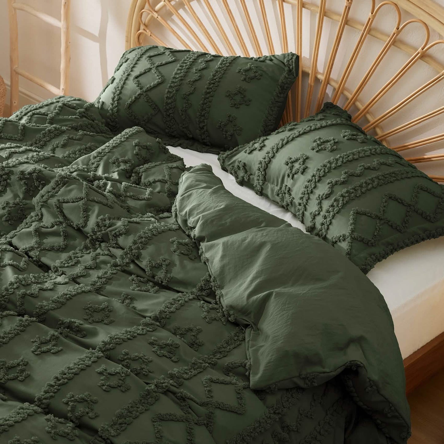 GentleSoft® Boho Tufted Embroidery Duvet Cover Set