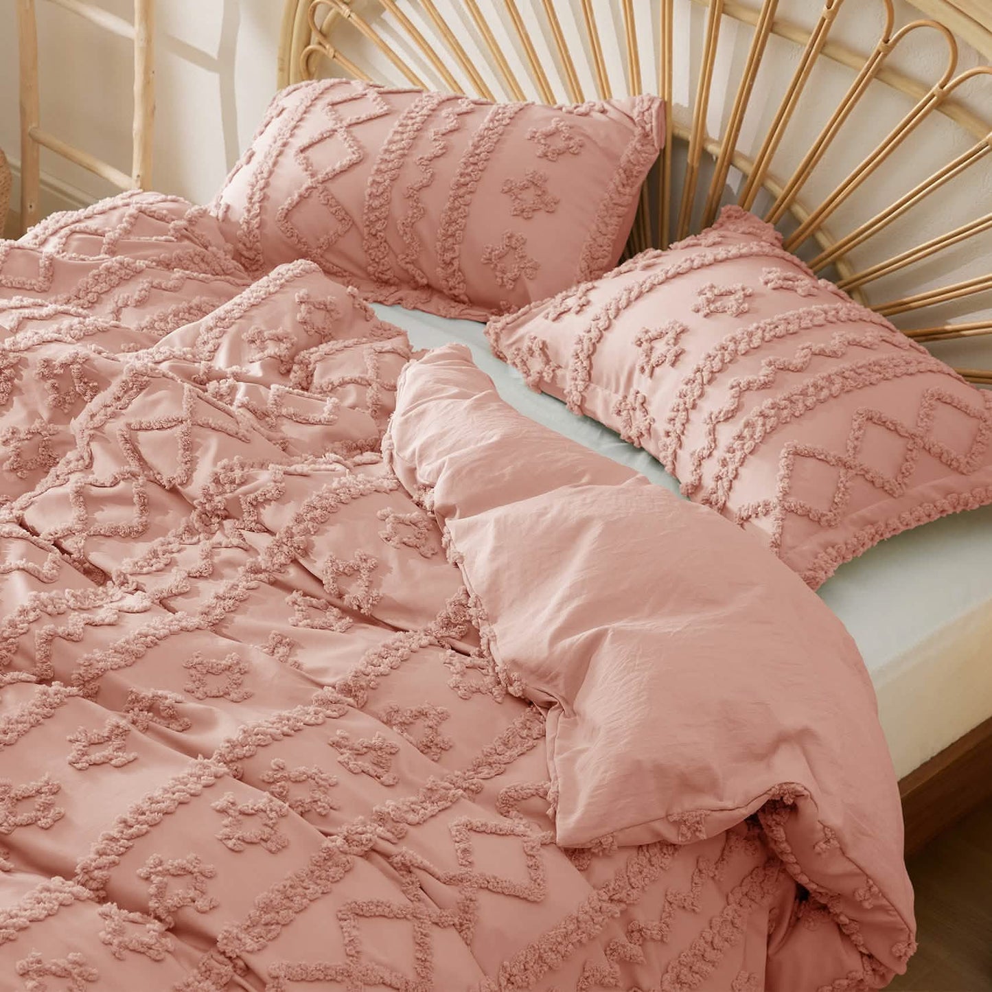 GentleSoft® Boho Tufted Embroidery Duvet Cover Set