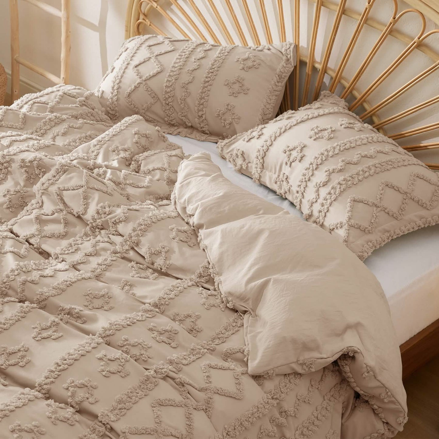 GentleSoft® Boho Tufted Embroidery Duvet Cover Set