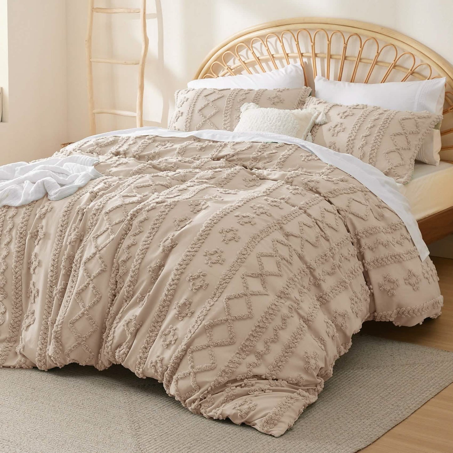 GentleSoft® Boho Tufted Embroidery Duvet Cover Set