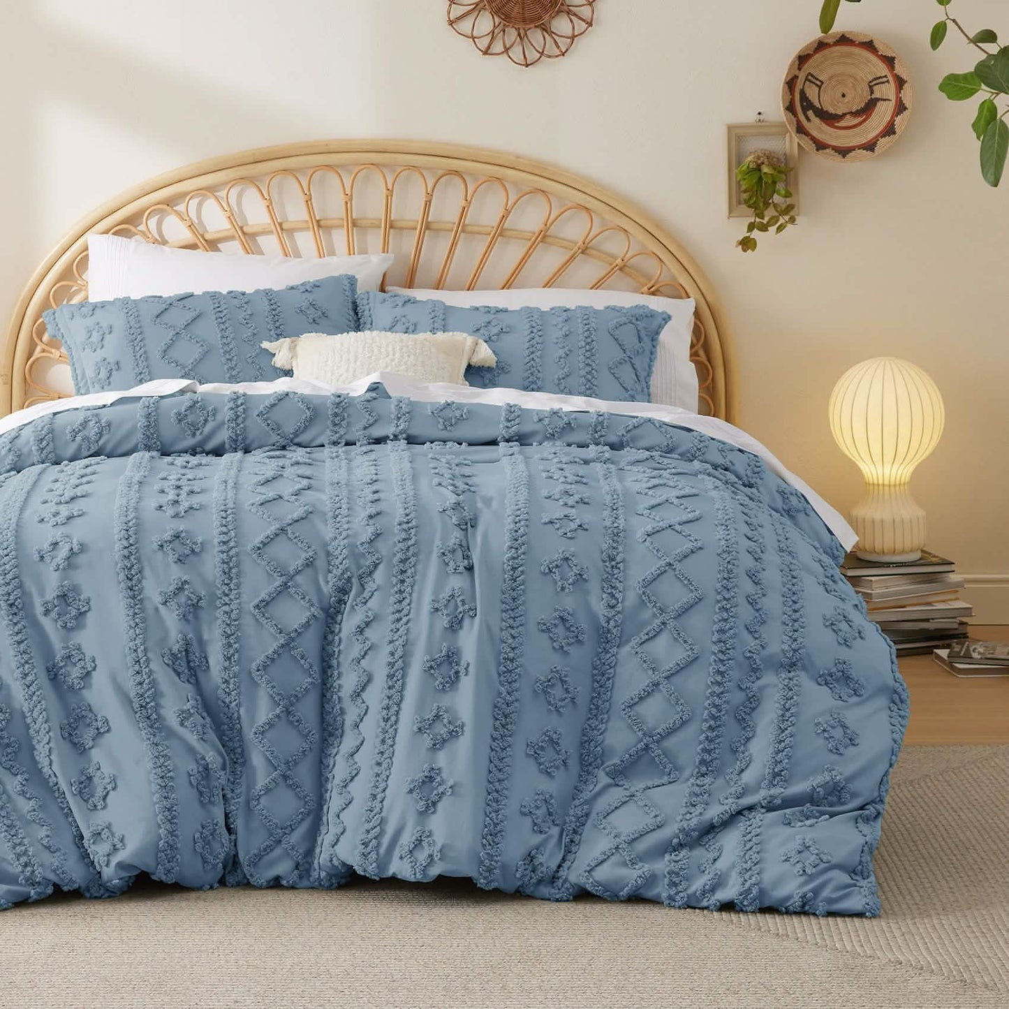 GentleSoft® Boho Tufted Embroidery Duvet Cover Set