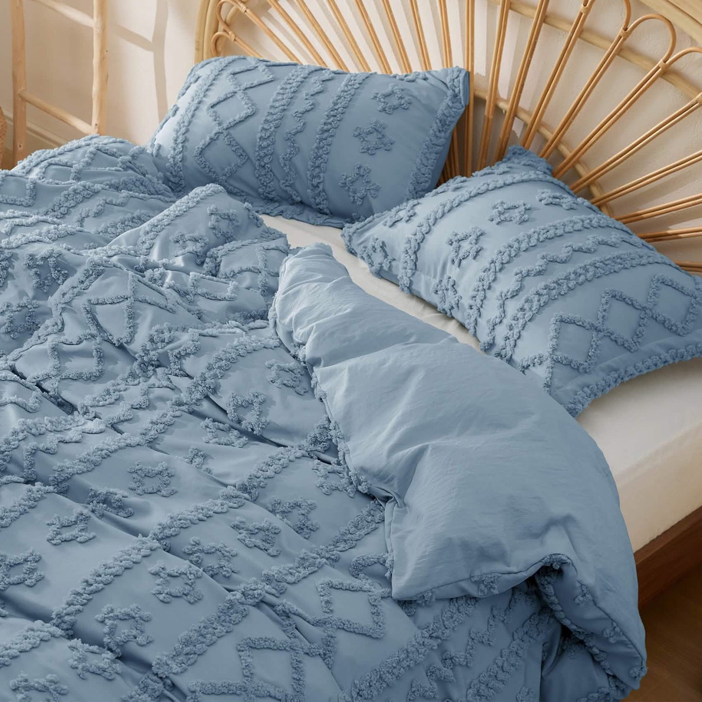 GentleSoft® Boho Tufted Embroidery Duvet Cover Set