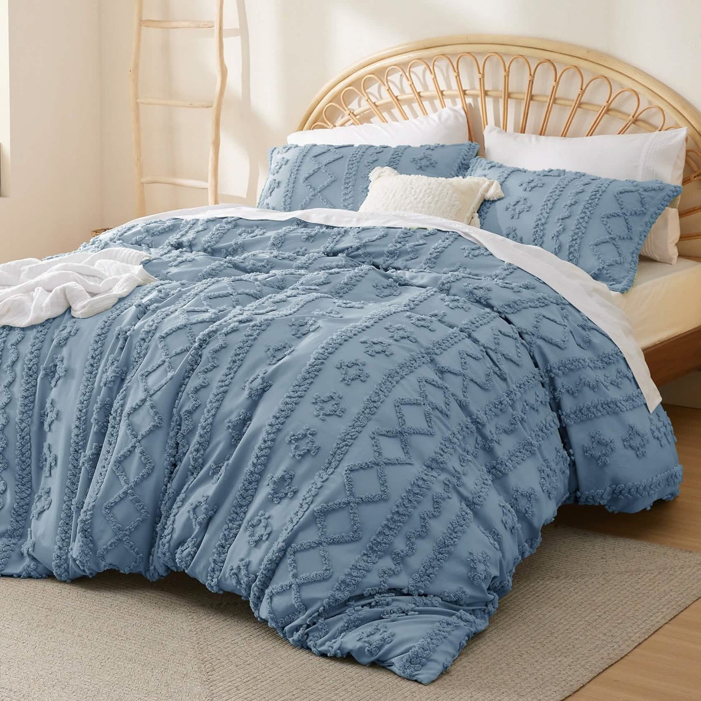 GentleSoft® Boho Tufted Embroidery Duvet Cover Set