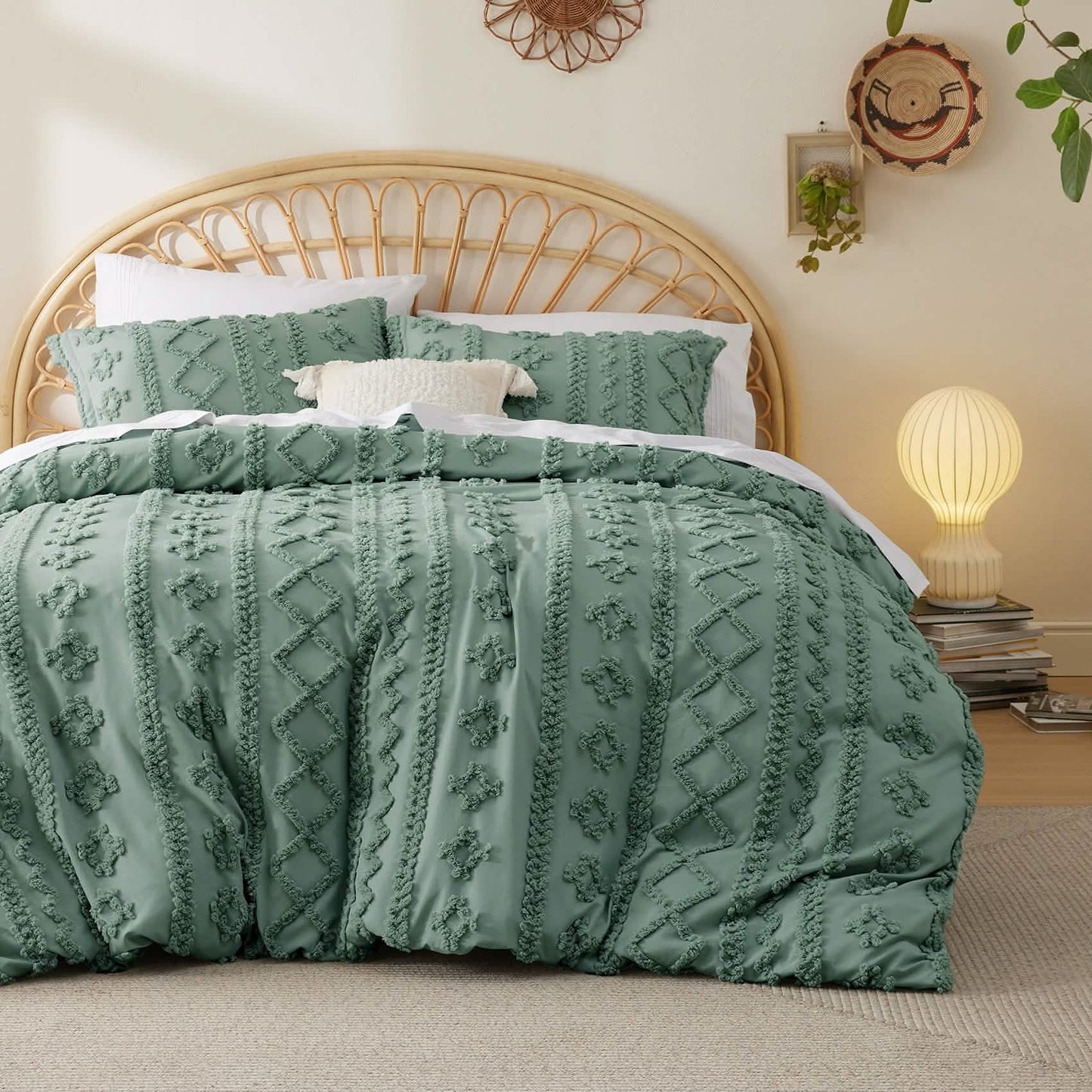 GentleSoft® Boho Tufted Embroidery Duvet Cover Set