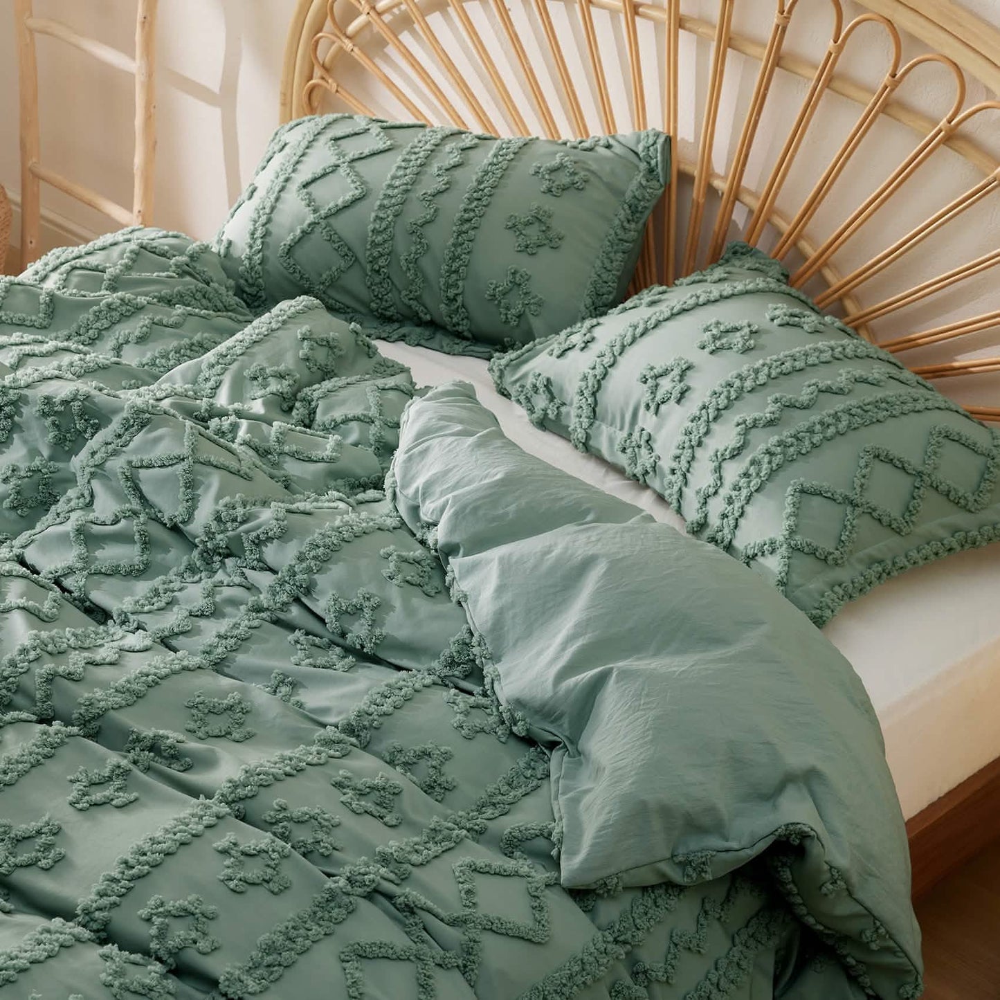GentleSoft® Boho Tufted Embroidery Duvet Cover Set