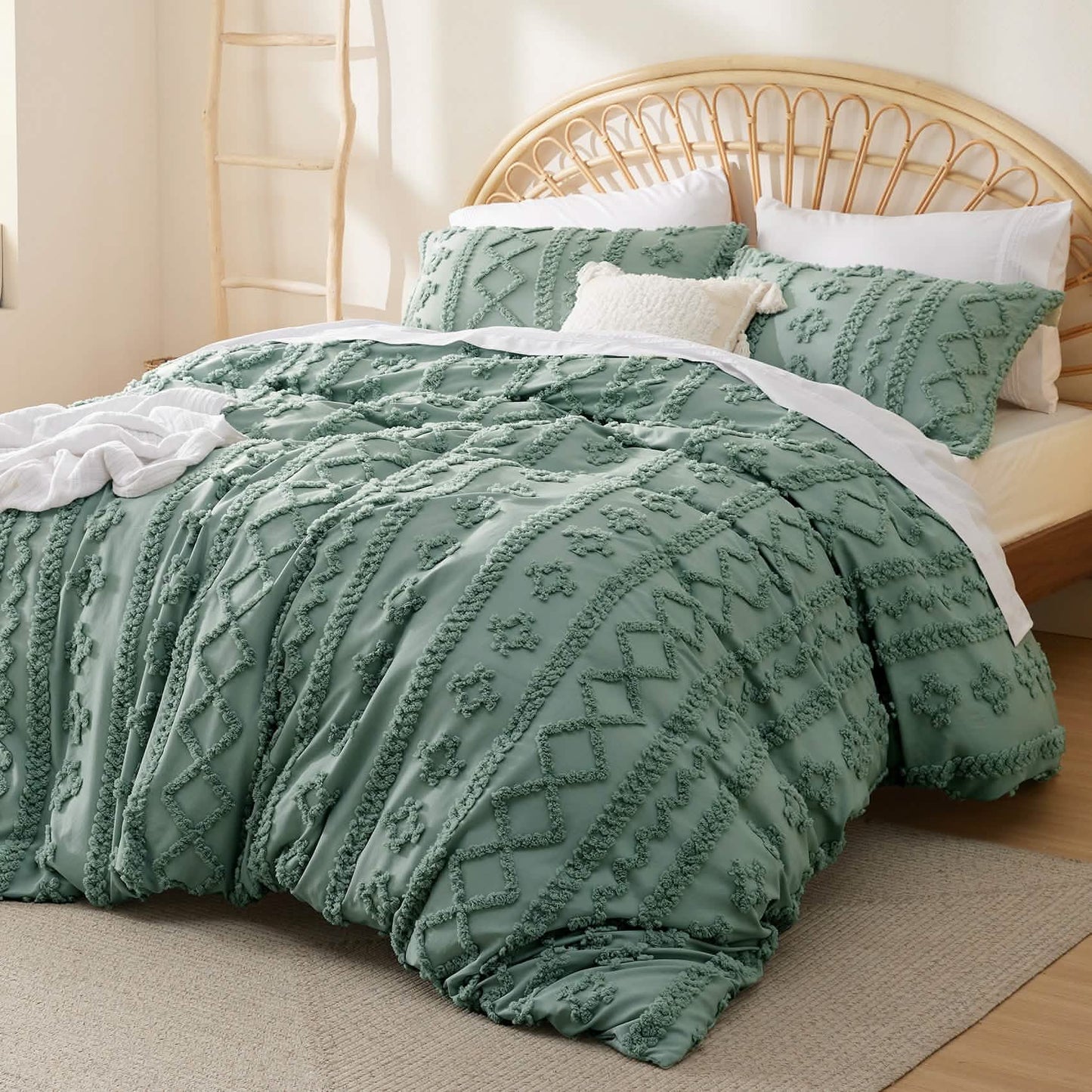 GentleSoft® Boho Tufted Embroidery Duvet Cover Set