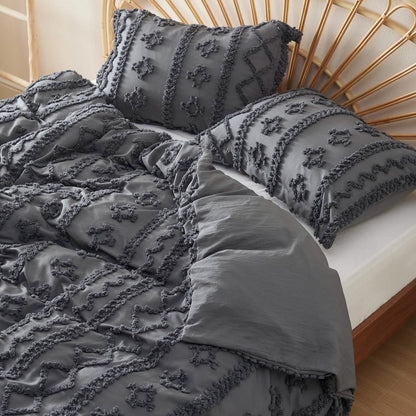GentleSoft® Boho Tufted Embroidery Duvet Cover Set