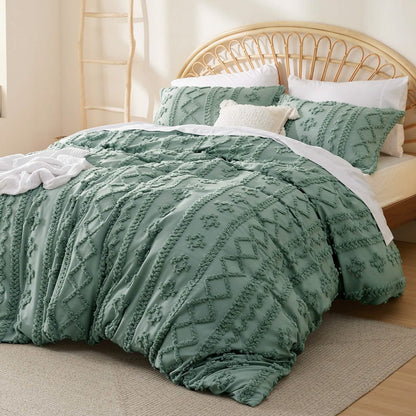 GentleSoft® Boho Tufted Embroidery Duvet Cover Set
